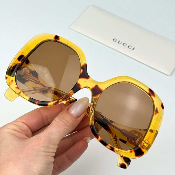 Gucci GG1235S 002 BRAND NEW Sunglasses Havana Brown Butterfly Oversized Women main image 10